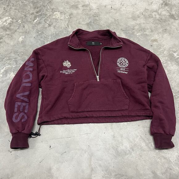 Wolves Darc Sport 1/2 Zip Mock Crop Oversize Sweatshirt Womens SHE Gym Size XS - Picture 1 of 8